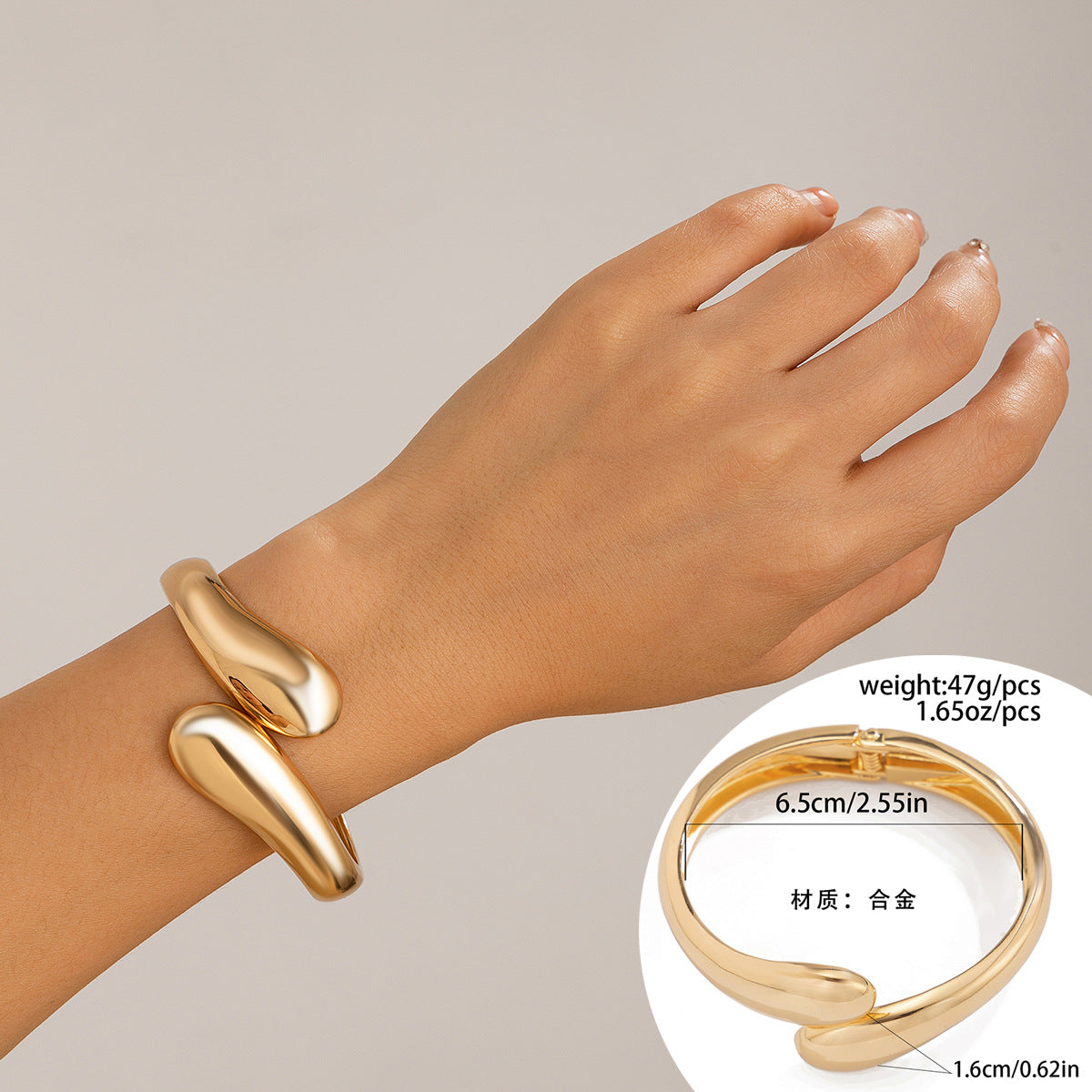 Baroque Style Large Pearl Stacking Bracelet Non-Regular Cuff Bangle For Women