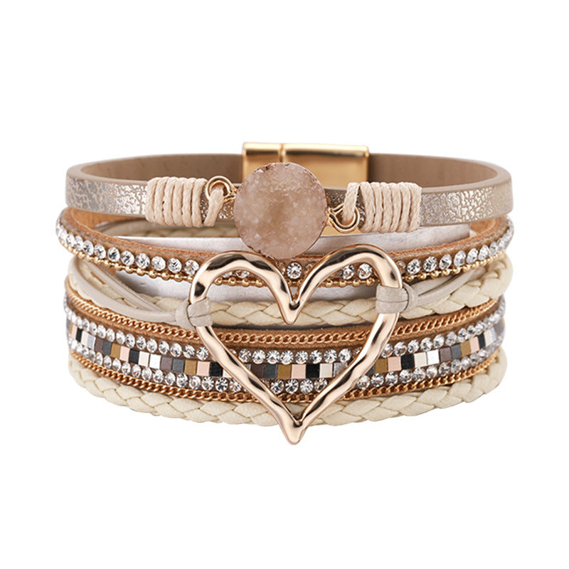 Rhinestone Bohemian Layered Love Bracelet