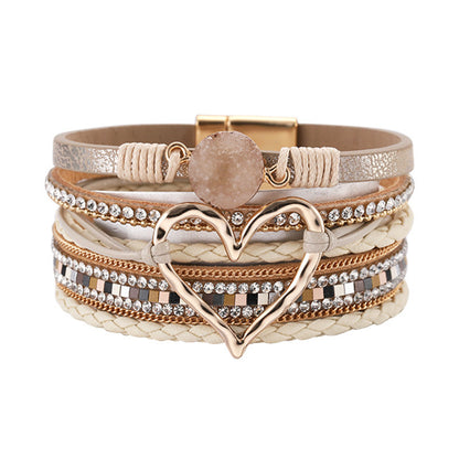 Rhinestone Bohemian Layered Love Bracelet