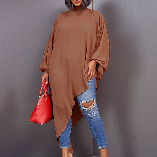 Irregular Hem Chiffon Maxi Dress Casual Loose Women'S Clothing