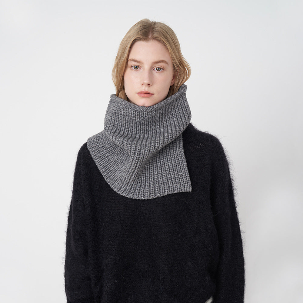 Solid Color High Collar Split Knit Scarve