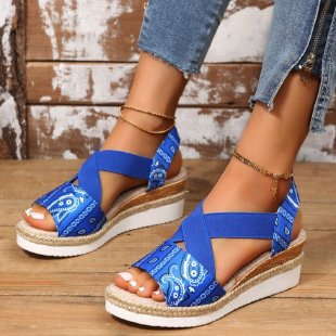 Summer New Flat Bottom Slope Heel Fish Mouth Casual Women'S Sandals