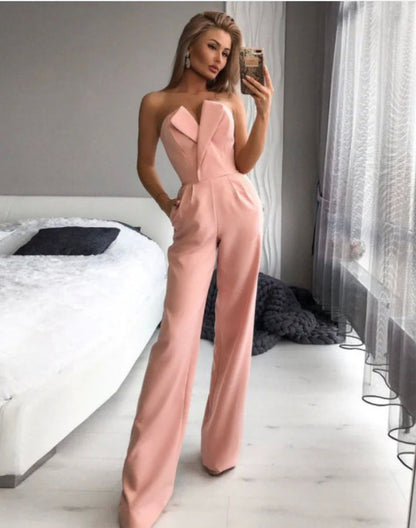 Chinese Style Long Jumpsuit Elegant Office Wear