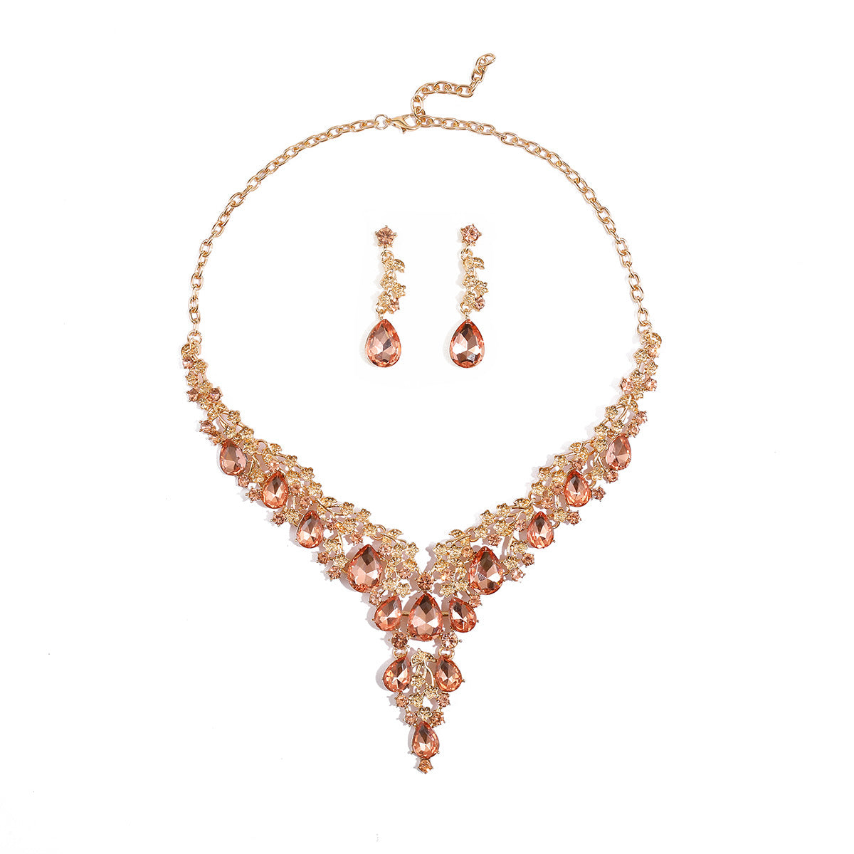 Elegant Floral Necklace and Earring Set in Alloy