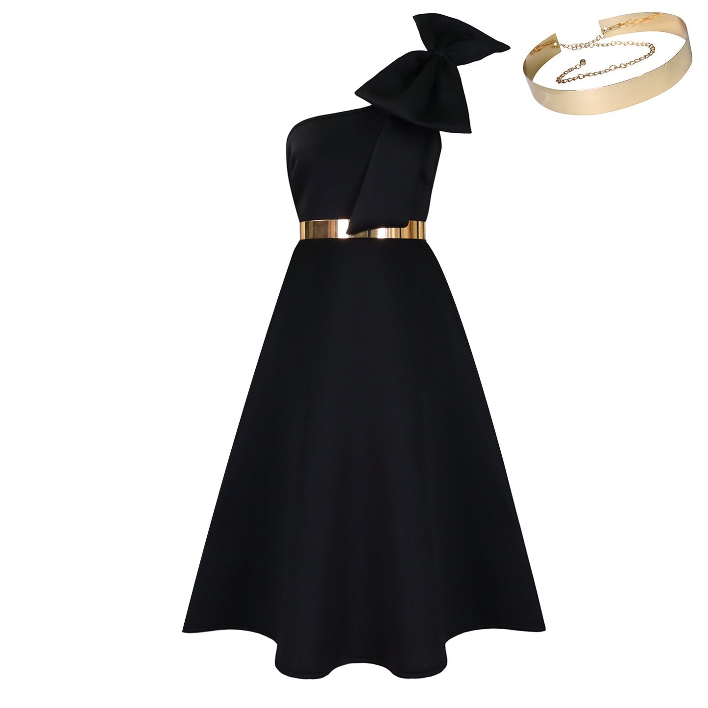 Elegant A-Line Dress With Bow Detail For Special Occasions
