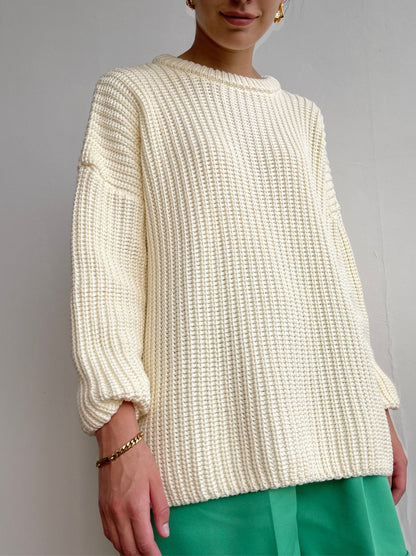 Women'S Sweater Loose Candy Color Round Neck Sweater