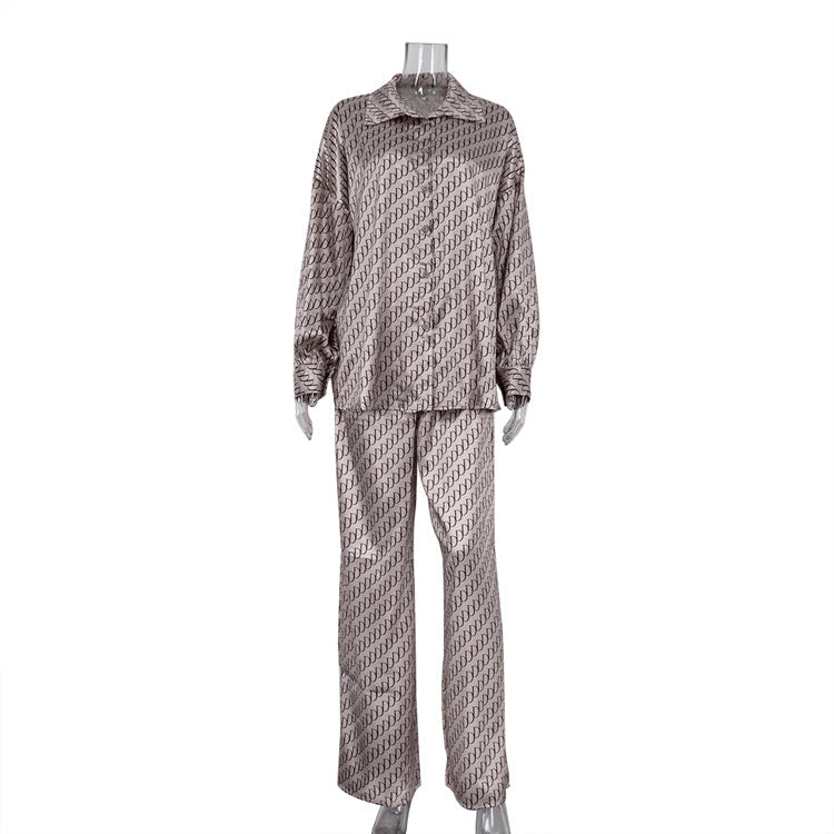 Premium Satin Print Shirt And Pants Set For Women