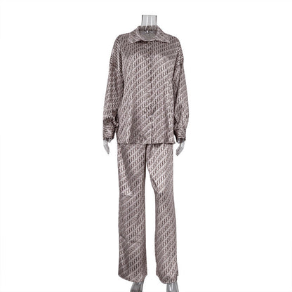 Premium Satin Print Shirt And Pants Set For Women