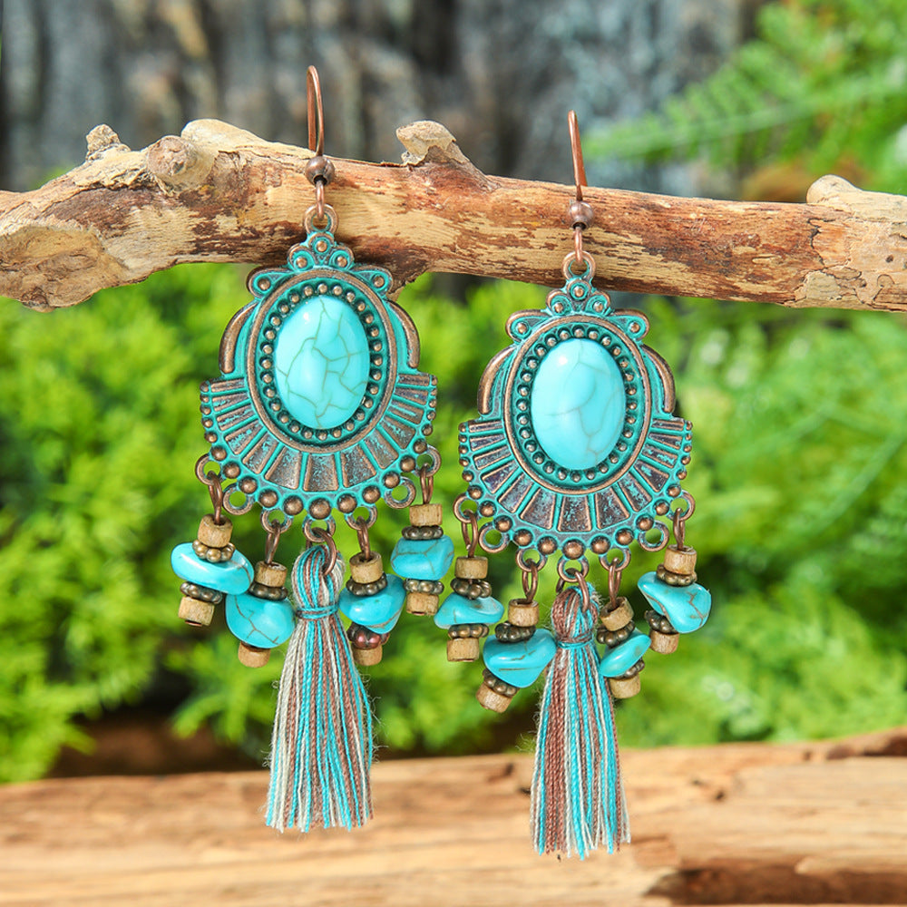 Bohemian Vintage Tassel Earrings Set Handmade Zinc Alloy Accessories