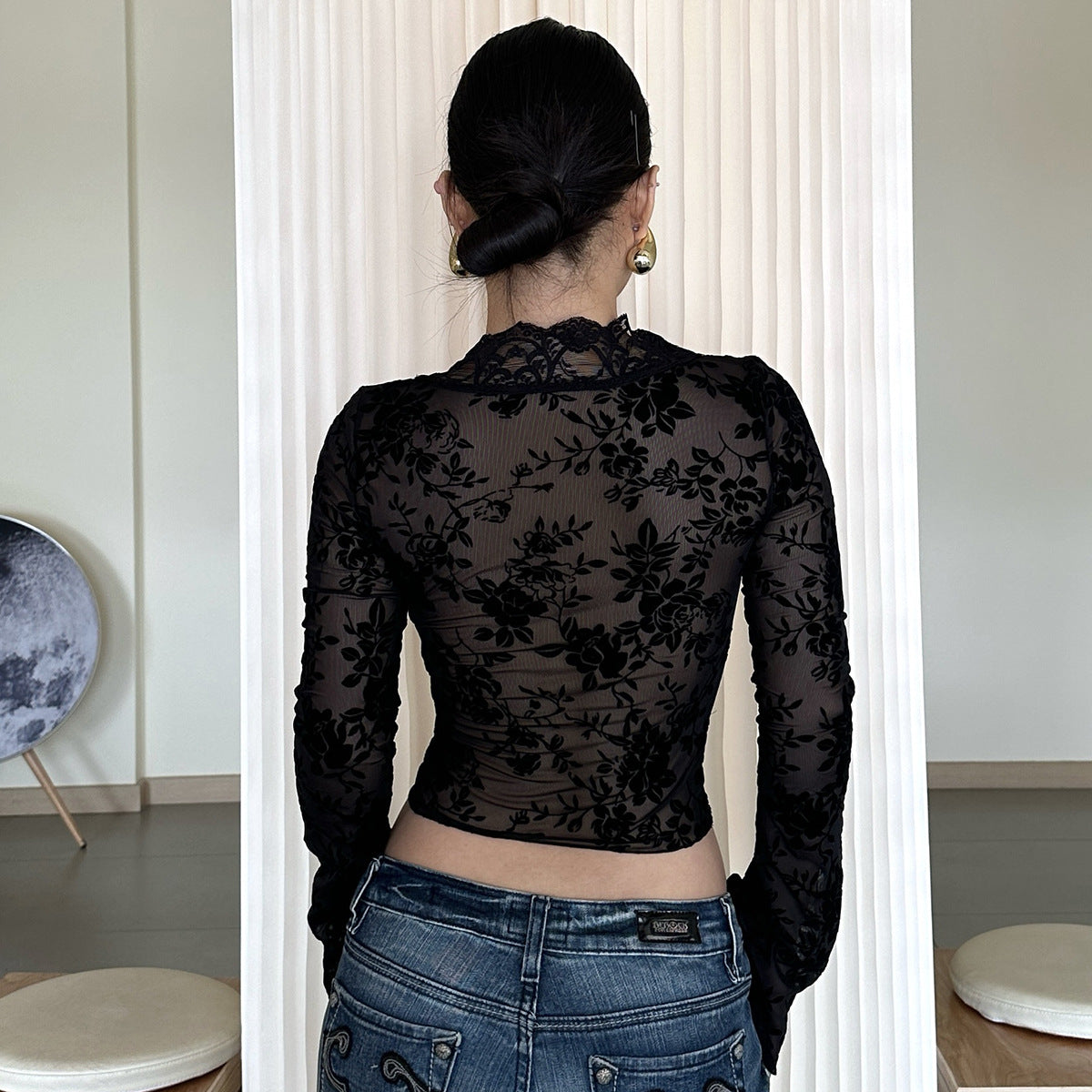 Trendy Floral Lace Cardigan T-Shirt for Women
