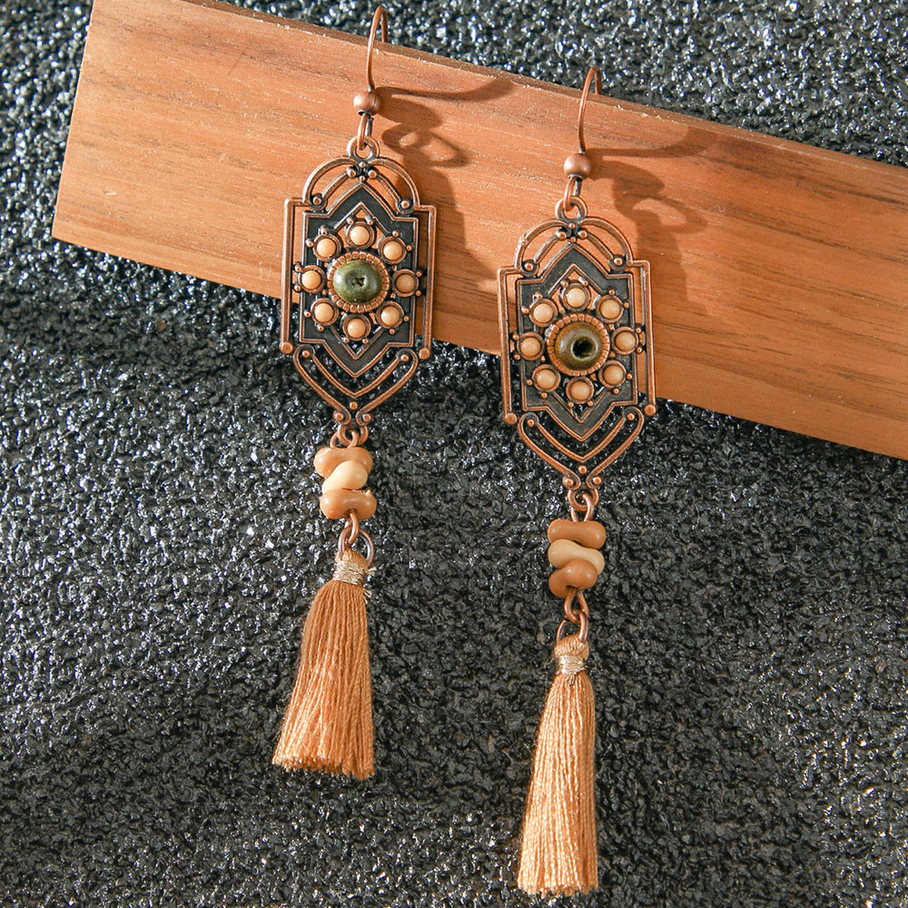 Trendy Bohemian Tassel Earrings Set in Brown