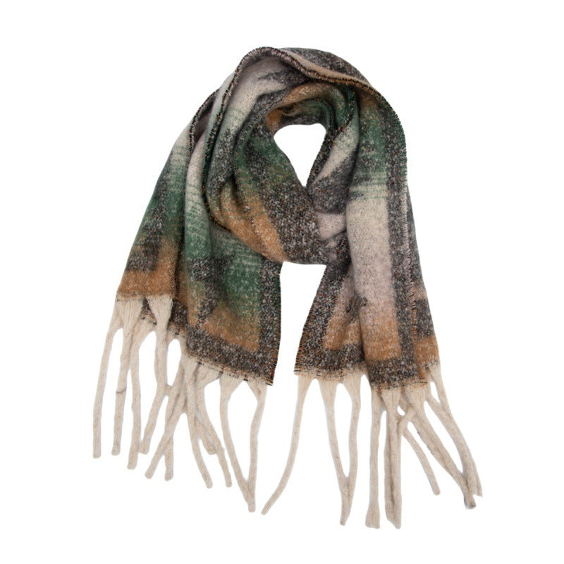 Scarvii - Winter Scarf with Star Jacquard and Tassels