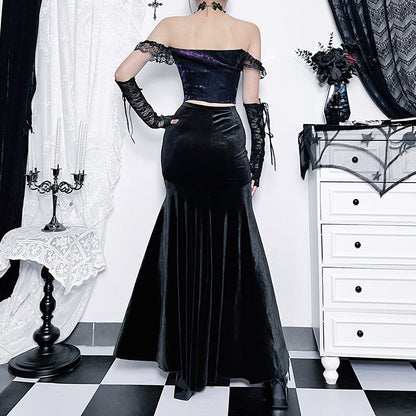 Elegant Black Mermaid Dress with Patchwork Design