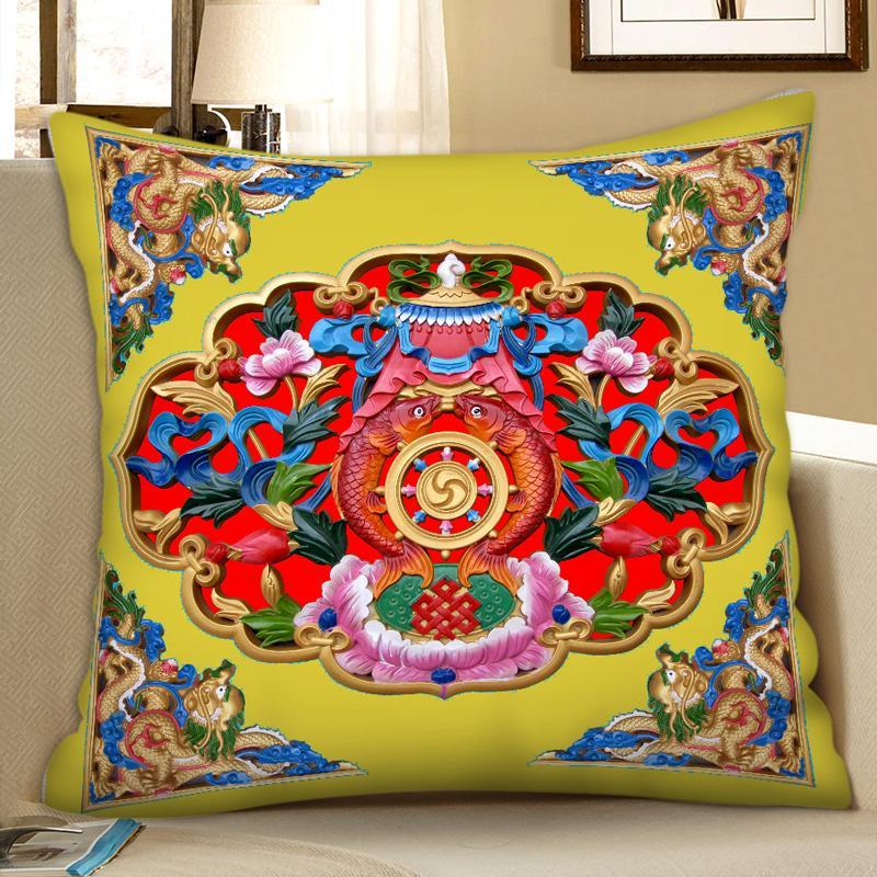 Tibetan Ethnic Style Thangka Cushion Pillow