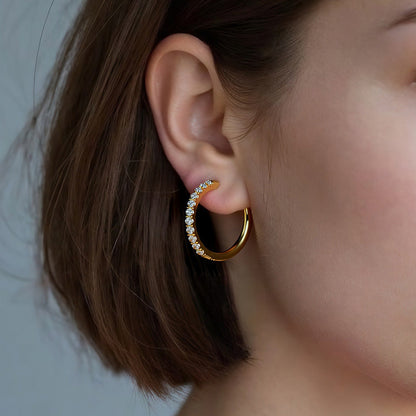 Geometric Stainless Steel Earrings Elegant Design 18K Gold Plated