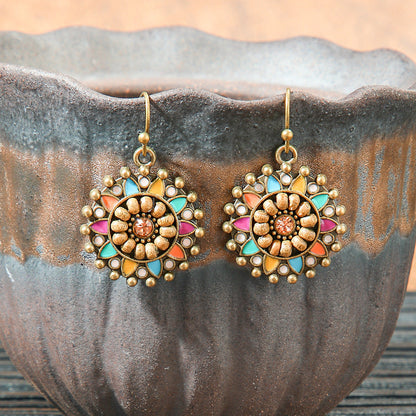 Retro Geometric Tassel Earrings Vintage Style for Women