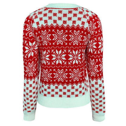 Snowflake Round Neck Knit Christmas Sweater