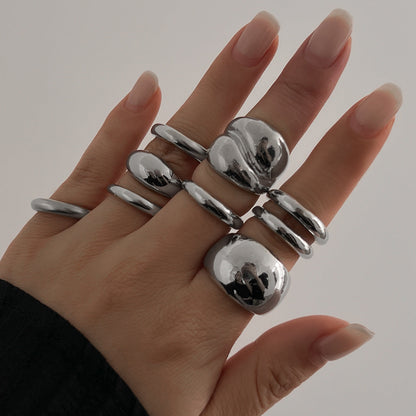 Trendy Geometric Metal Drop Rings For Women