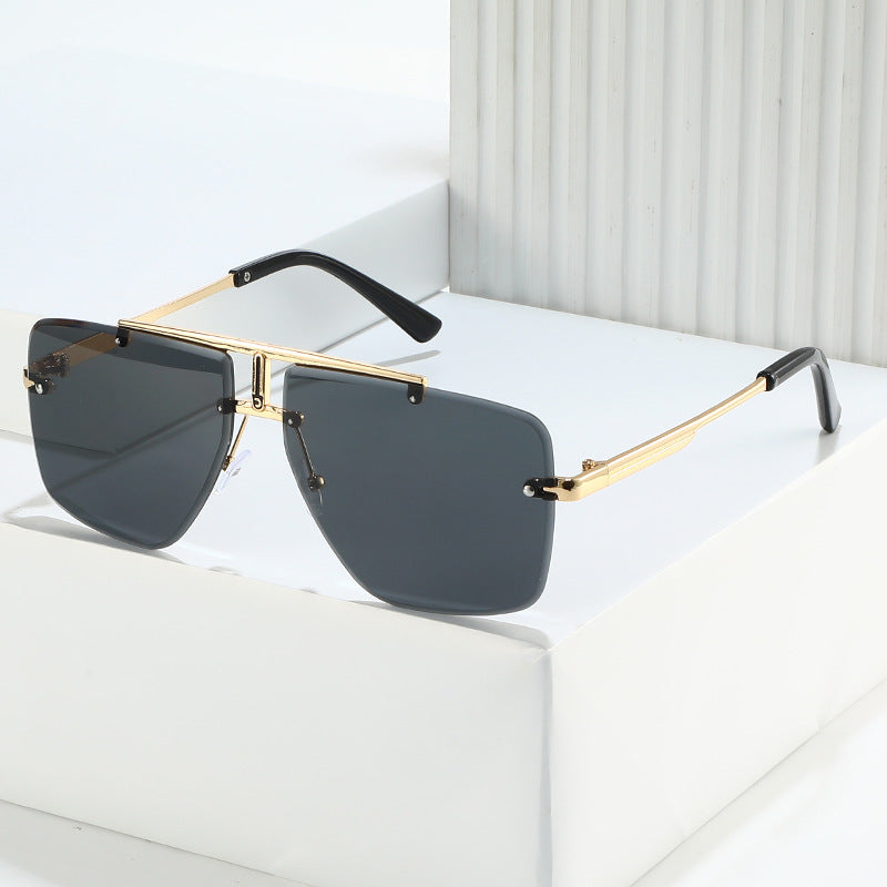Retro Square Frame Unframed Sunglasses for Men