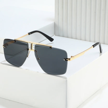 Retro Square Frame Unframed Sunglasses for Men