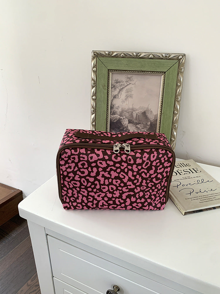 Leopard Print Portable Makeup Organizer Bag