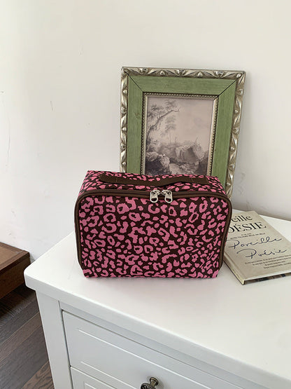 Leopard Print Portable Makeup Organizer Bag