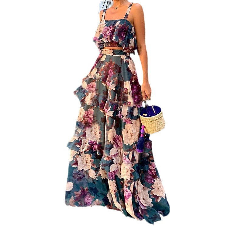 Floral Print Two-Piece Dress Set for Women