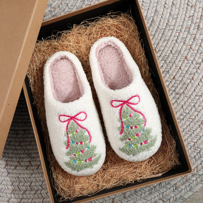 Bow Knot Christmas Tree Warm Indoor Slippers