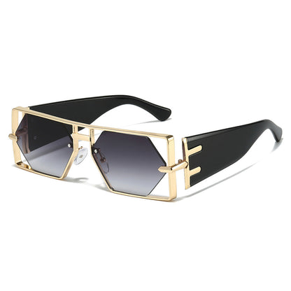 Trendy Hollowed Out Square Sunglasses Stylish Hip Hop Accessories