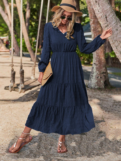 Autumn And Winter New Spring Style Lantern Sleeve Splicing Women'S Dress