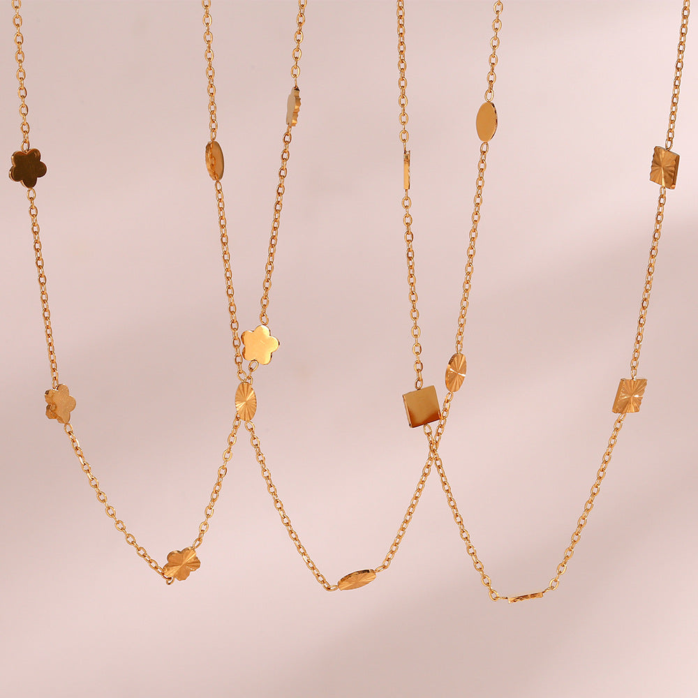 2+ Simple Flower Square Chain Necklaces