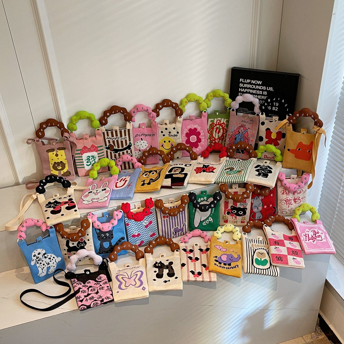 Trendy Knitted Crossbody Phone Bag Cute Cartoon Design