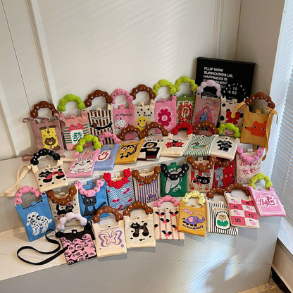 Trendy Knitted Crossbody Phone Bag Cute Cartoon Design