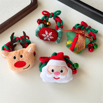 Cute Christmas Tree Braided Velvet Hair Tie