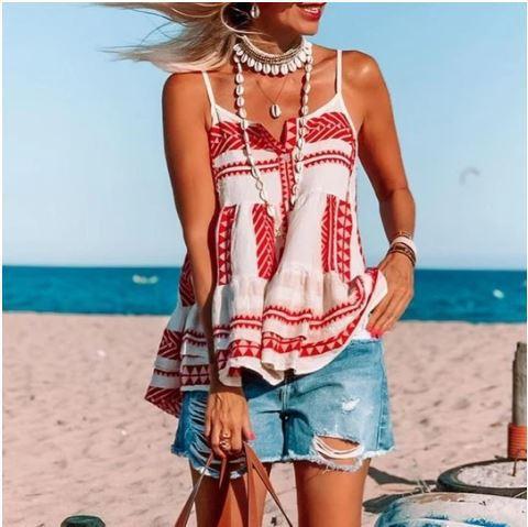 2021 New Stylish Casual Print Beach Vest Cute Mp-672
