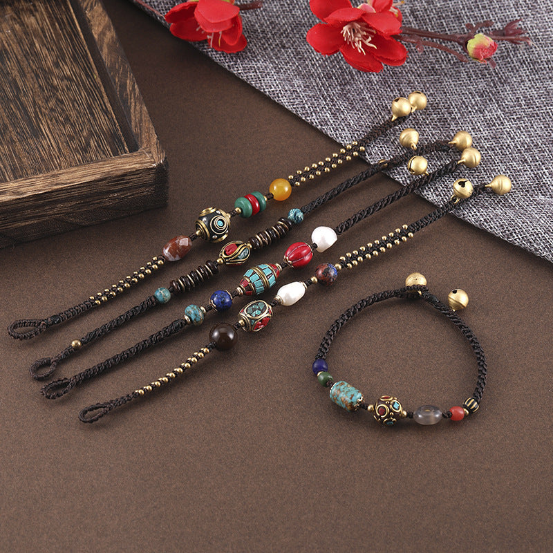 New Nepal Pearl Ethnic Style Bracelet Retro Simple Joker Hand-Woven Couple Bracelet