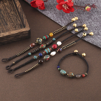 New Nepal Pearl Ethnic Style Bracelet Retro Simple Joker Hand-Woven Couple Bracelet