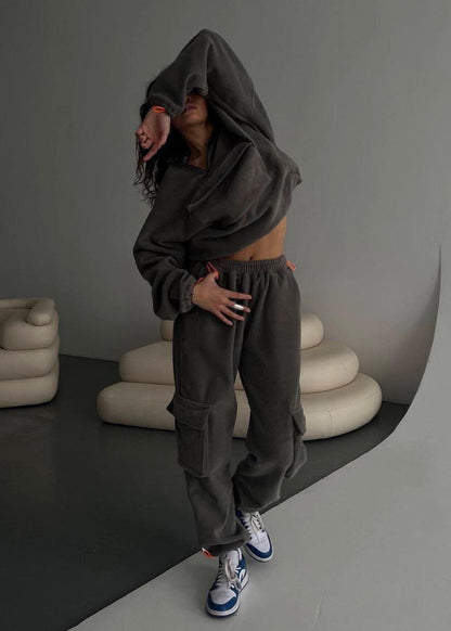 Fleece Cargo Set With Adjustable Drawstrings
