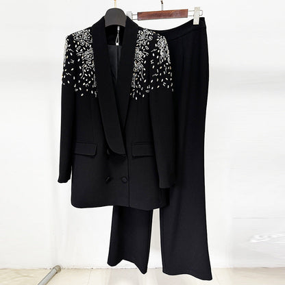 Beaded Embellished Blazer Pantsuit Set