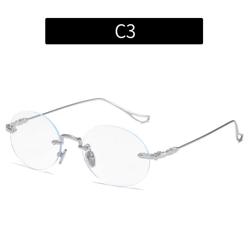 Silver Frameless Square Blue Light Blocking Glasses for Women