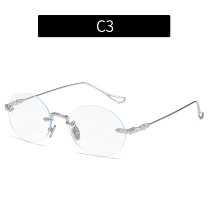 Silver Frameless Square Blue Light Blocking Glasses for Women