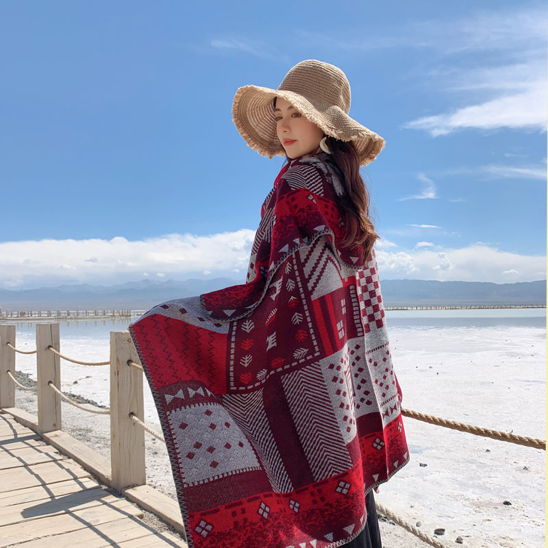 Split Thick Fashion Tibetan Shawl Scarf