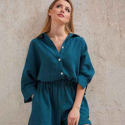 Solid Color Casual Sleepwear Sets