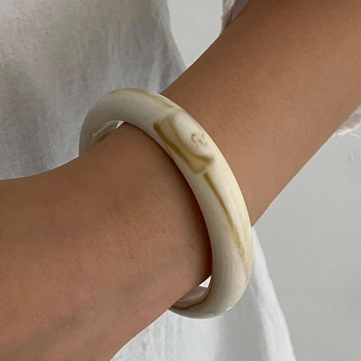 Vintage Resin Textured Bangle Set Trendy Casual Bracelet