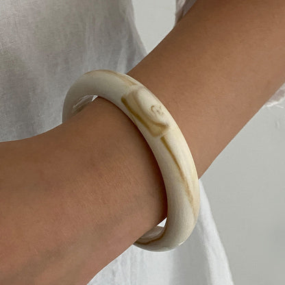 Vintage Resin Textured Bangle Set Trendy Casual Bracelet