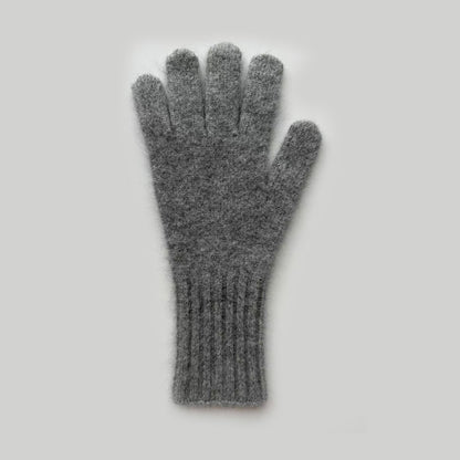 Raccoon Fur Knitted Touchscreen Gloves Stylish Long Warm Five-Finger Winter Gloves