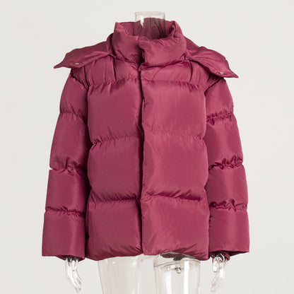 Women's Casual Hooded Cotton Jacket Solid Color Oversized Outerwear