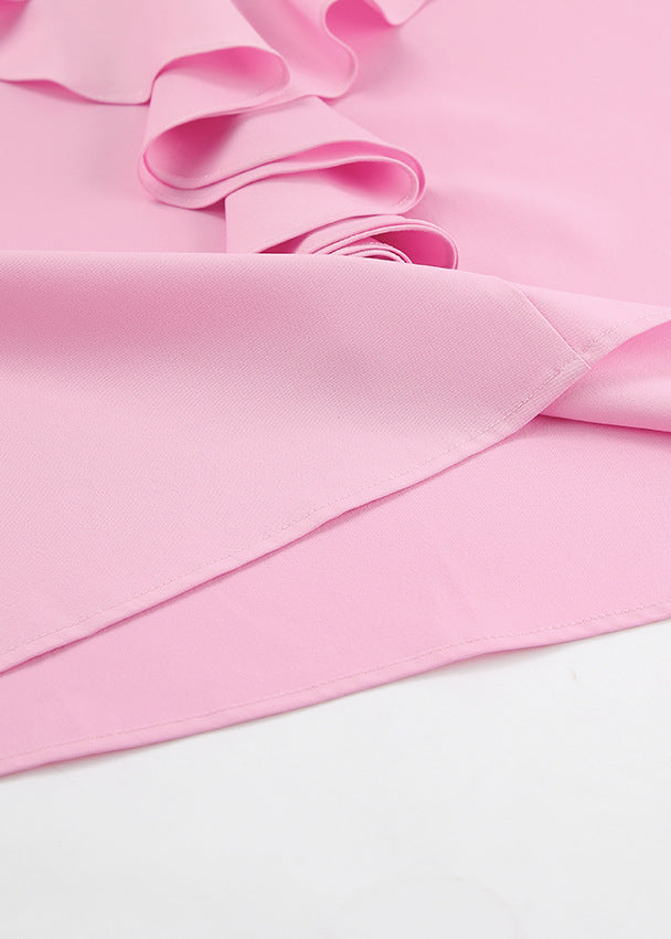 Ruffled Halter Blouse In Soft Pink Fabric
