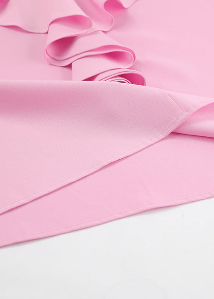 Ruffled Halter Blouse In Soft Pink Fabric