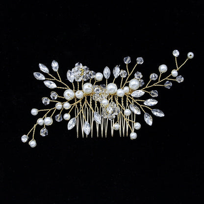 Elegant Pearl Hair Comb White Crystal Bridal Hair Accessory